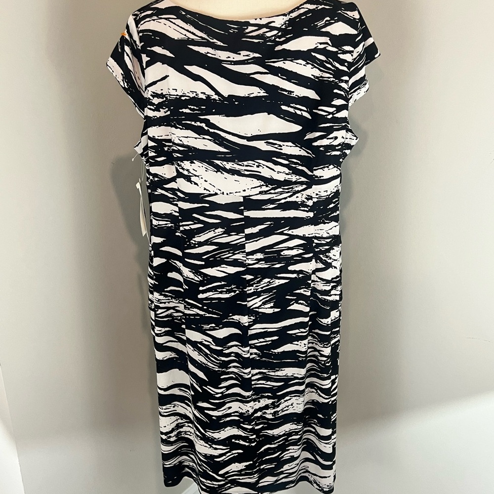 Studio One Black and White Sheath Midi Dress - Picture 2 of 5